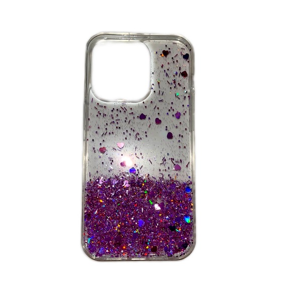 iPhone 14 pro pink hearts glittery slim phone case - Picture 1 of 3